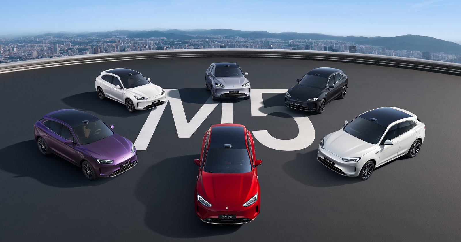 AITO M5 EV 2025 — экстерьер, colour palette, рынок AITO M5 new family / M5 EV visual reference
