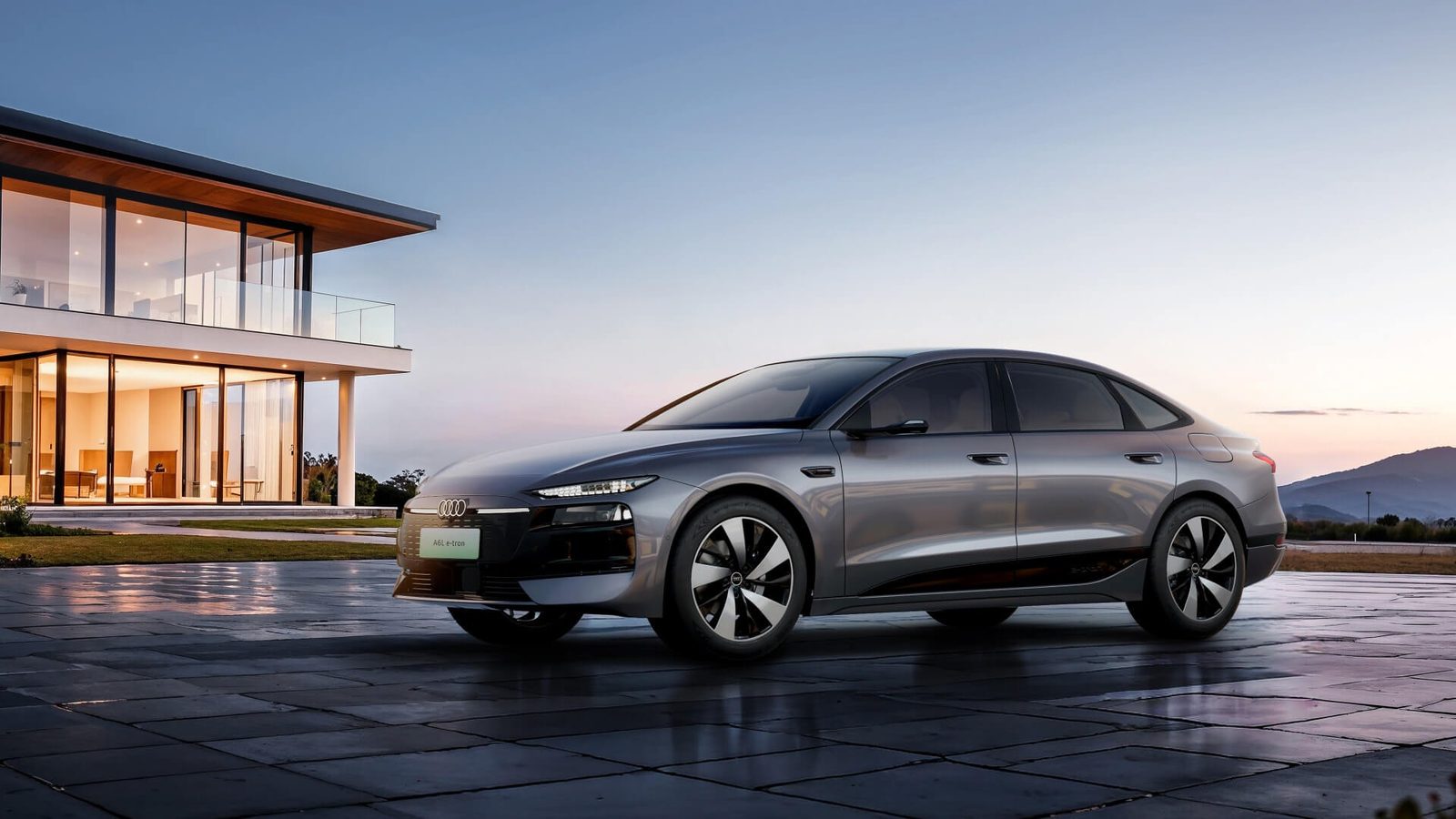 Audi A6L e-tron China 2025 — экстерьер, front 3q building, рынок China