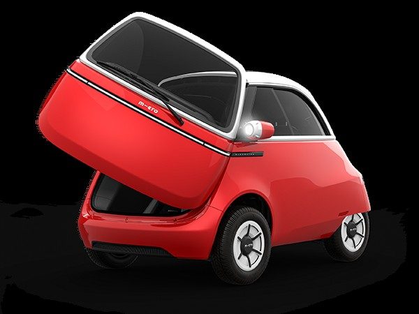 Microlino 2022 — экстерьер, front door open, рынок Europe microcar reference